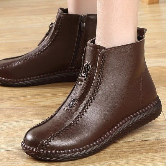 2023年秋季新款妈妈鞋冬季女式棉鞋加绒女短靴子中老年马丁皮靴女