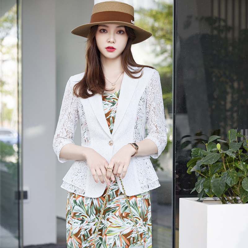 Spring design fashionable lace thin classic suit jacket