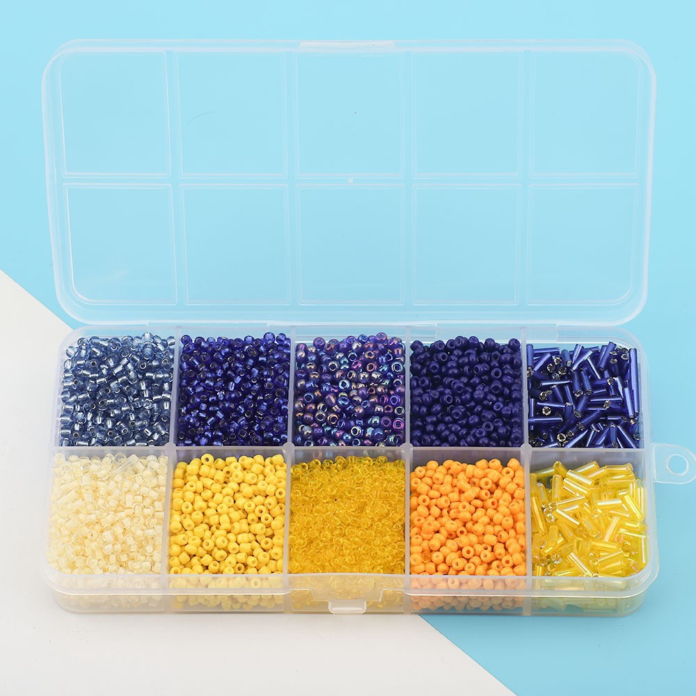 Cuentas de arroz 10 cuadrícula multicolor caja clásica de cuentas sueltas sequinilla pulsera pendientes DIY accesorios joyería al por mayor