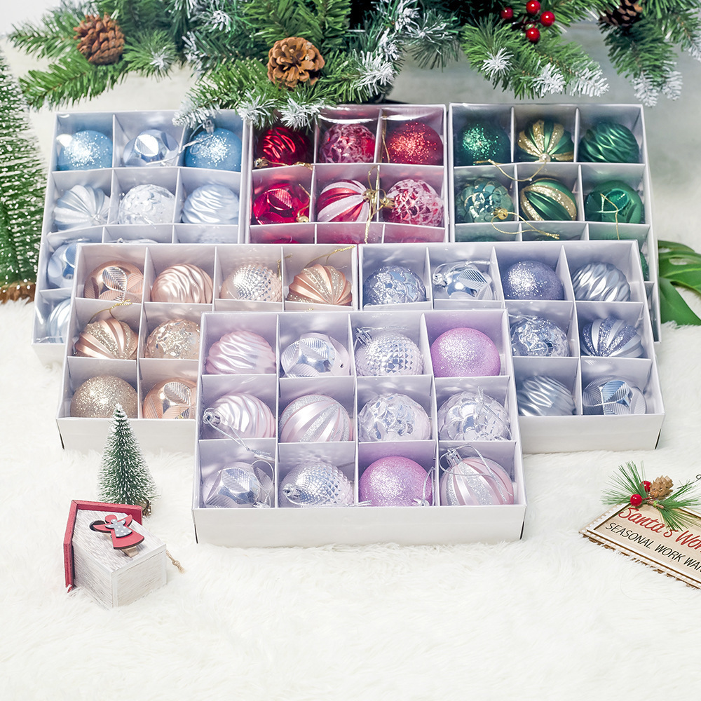 跨境新品 聖誕球6cm彩繪球套餐 聖誕節裝飾品禮盒裝球 廠家批發