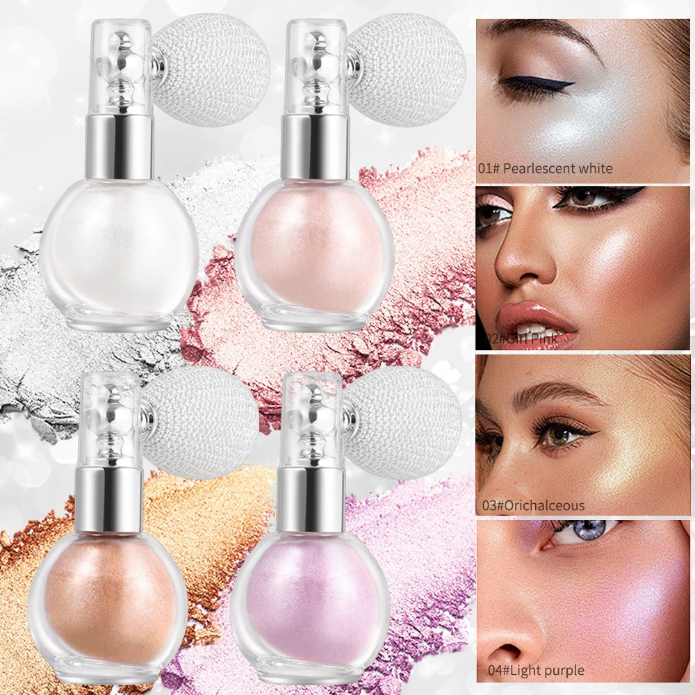 Популярная трансграничная рассыпчатая пудра-спрей с перламутровым эффектом для фиксации волос, блестящая пудра для контуринга тела невесты, рассыпчатая пудра для осветления тона кожи