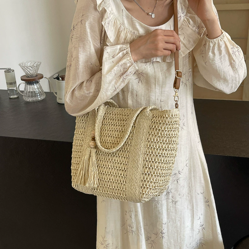 Корзина, вязанная handmade сумка, соломенная ручная сумка через плечо