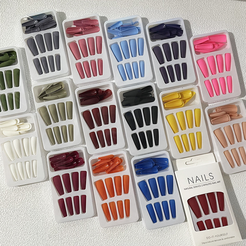 Nial factory nail piece long T-shaped frosted meat ballet nail matte frosted coffin nail ultra-long box 24