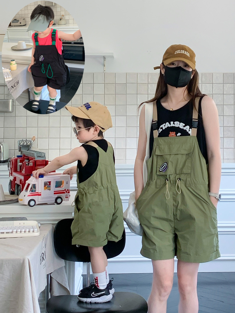 Play together in-laws summer new boys and girls overalls overalls sunscreen breathable overalls online celebrity mother and child outfits