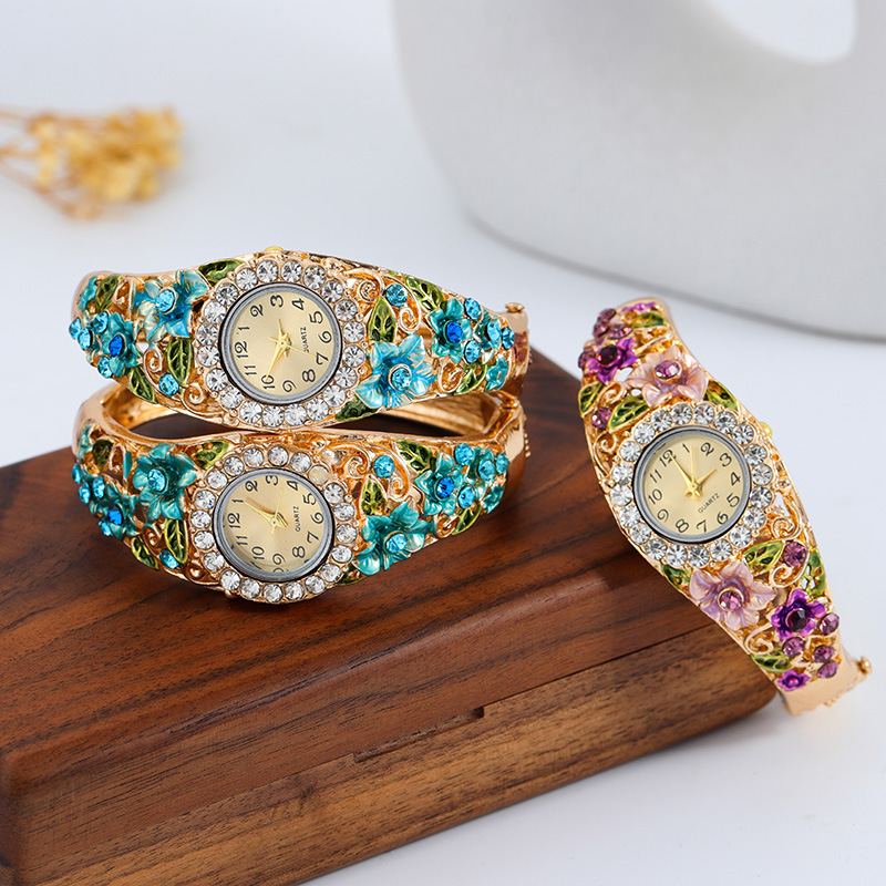 Korean Fashion Painted Diamond-encrusted Women's Bracelet Watch Hot-selling Fashion Watch Quartz Bracelet Women's Watch Diamond-encrusted Jewelry Watch