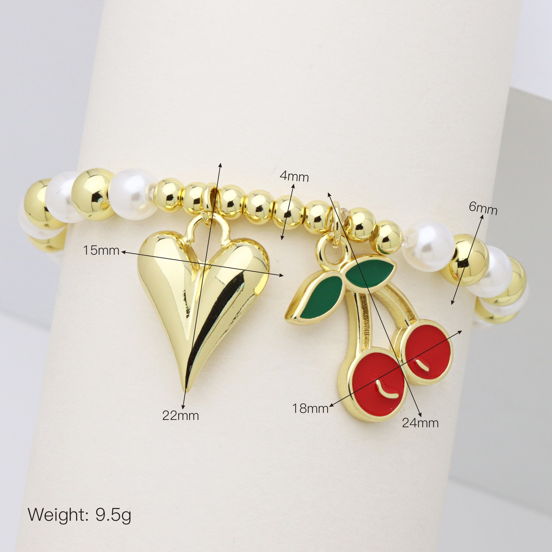 Holiday, Daily Occasion Vintage Style Classic Style Cherry Starfish Heart Shape Artificial Pearl Copper Ball Chain Beaded Bracelets Wholesale