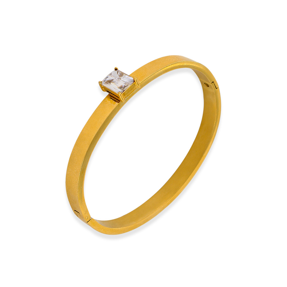 Fashion Geometric Stainless Steel Plating Zircon Bangle 1 Piece