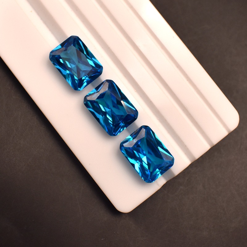 Deep sea blue baguette chamfered stone