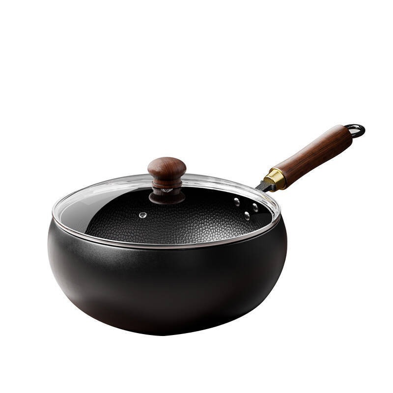 Zhangqiu olla de hierro, olla de estómago grande, olla de hierro forjada a mano pura, olla de hierro mini sin recubrimiento, olla de frita doméstica antiadherente