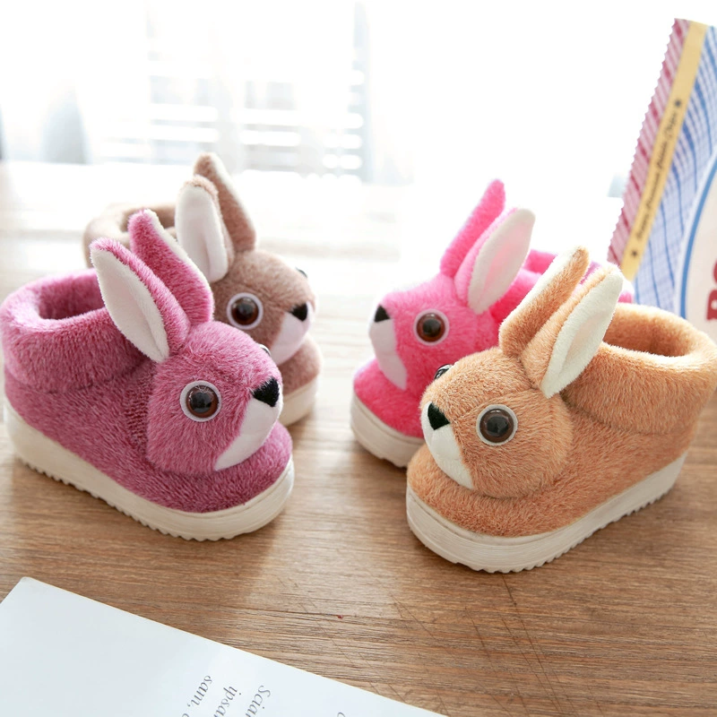Детские хлопковые тапочки с мультяшным Кроликом, домашняя милая сумка для девочек, утолщенная теплая зимняя сумка для мальчика