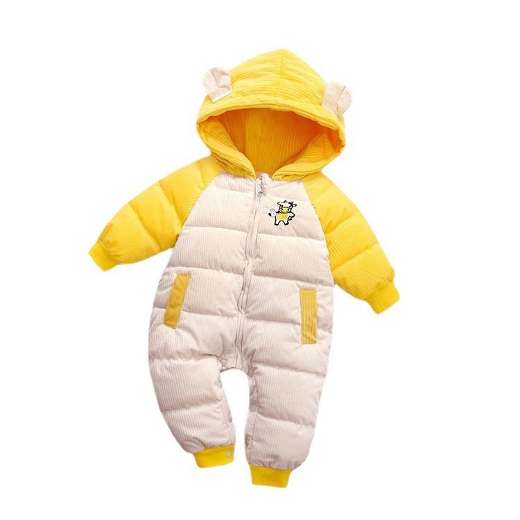 Nuevo mono infantil niños y niñas bebé más terciopelo engrosado abajo ropa de algodón acolchado recién nacido ropa de invierno