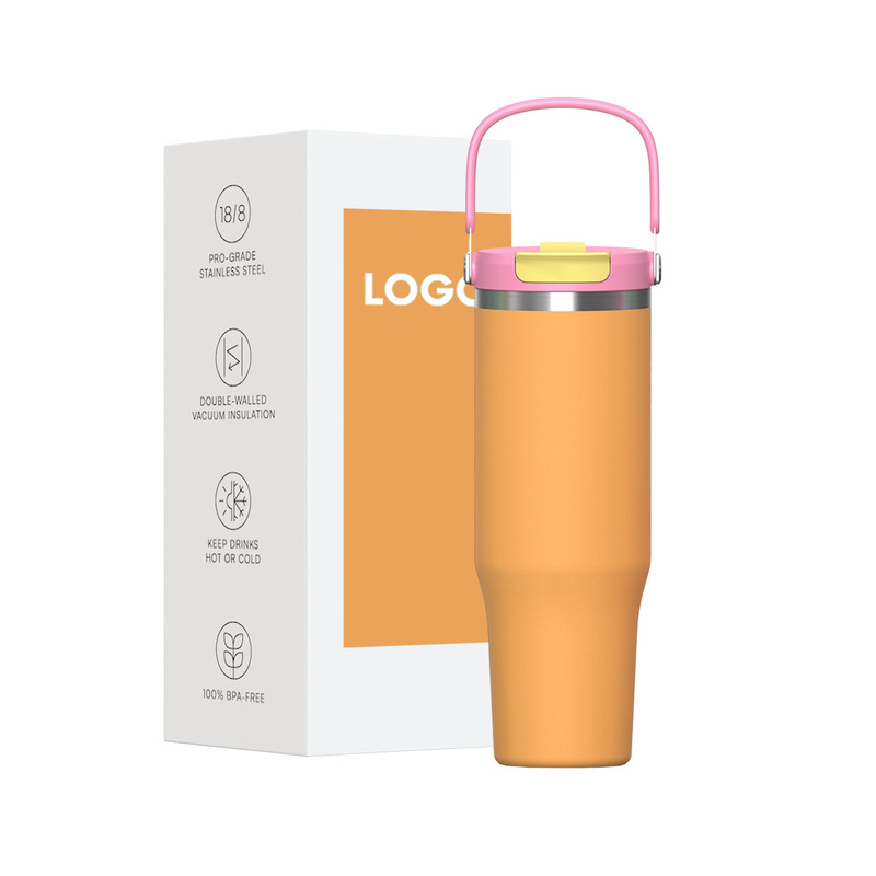 Cross-Border New 40oz Car Cup Customized 304 Handle Cup Ice Cup Large Capacity Car Double Drink Car Cup
