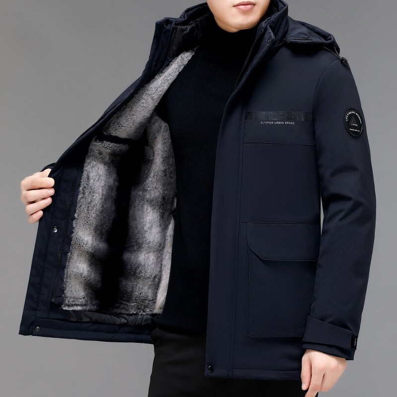 2025 Winter Goose down Jacket for Young and Middle-Aged Men with Removable Lining and Thickeneded Cold-Proof Workwear down Jacket