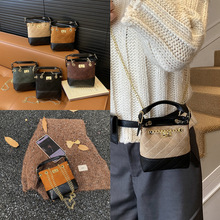 包包女2025秋冬复古磨砂PU单肩包车缝线撞色链条斜挎包通勤女包