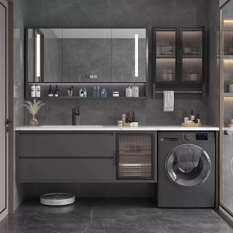 现代简约阳台滚筒洗衣机柜一体浴室柜组合卫生间洗漱台洗手洗脸盆