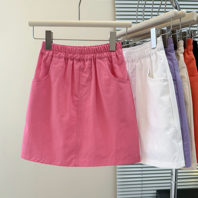 High-Waisted Elastic Waist Casual Sports Skirt for Women Summer New Candy Color Fashion Versatile A-Line Short Skirt Trendy
