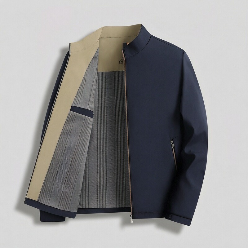 Dropshipping Men's Spring and Autumn Jackets for Middle-Aged and Elderly, Loose-Fitting Color-Blocked Casual Thin Jackets for Dads, Direct from the Factory