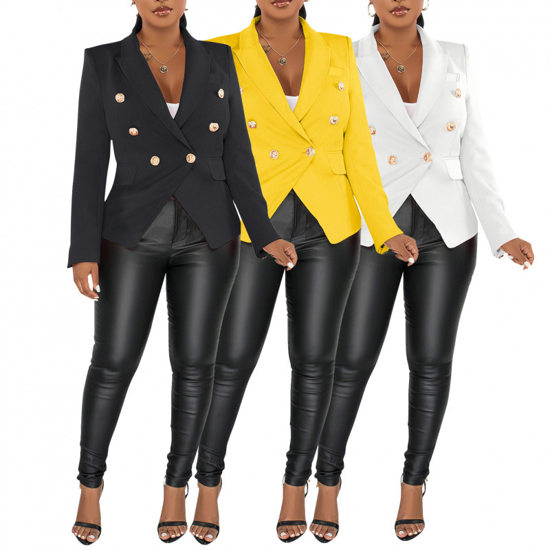 Al288 Amazon Wish European and American Clothing Small Suit Jacket Pure Color Long-Sleeved Autumn and Winter Suit Flap Pocket Pants