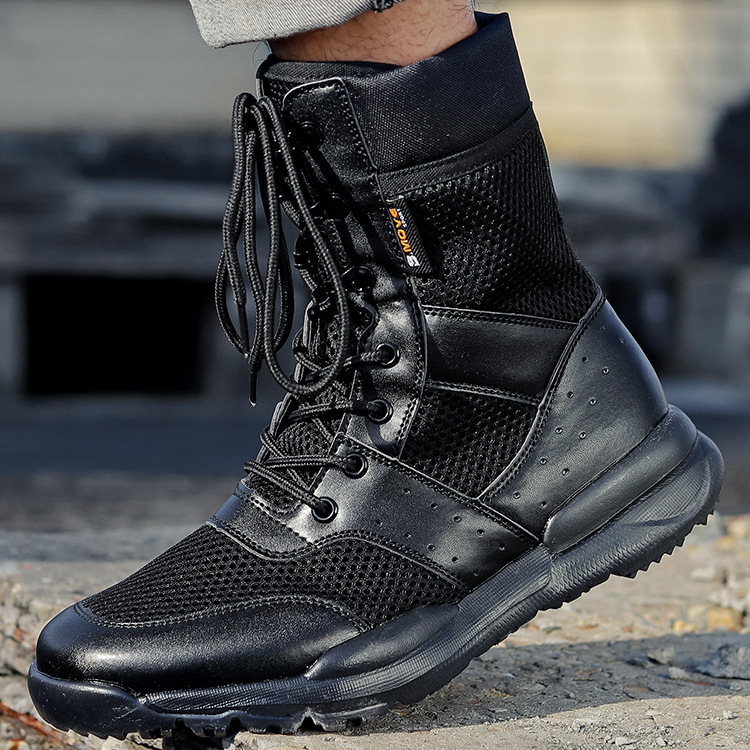 Summer Lightweight High-Top Breathable Men's Combat Boots Desert Outdoor Women's Special Forces Shoes Mesh Spring and Autumn Zipper Tactical Boots Summer Lightweight High-Top Breathable Men's Combat Boots Desert Outdoor Women's Special Forces Shoes Mesh Spring and Autumn Zipper Tactical Boots