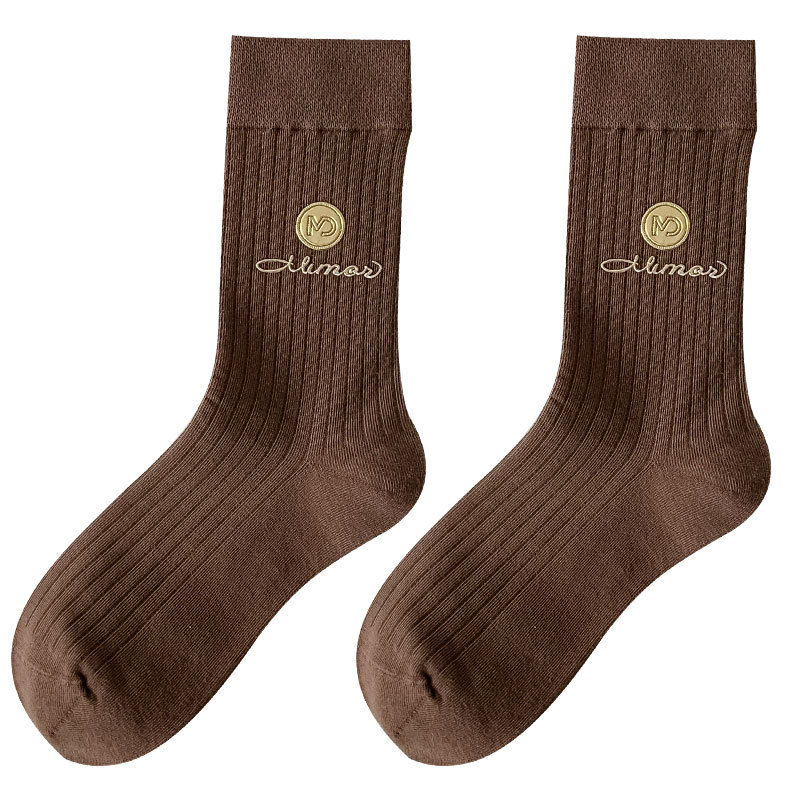 2025d Ins Hot Stamping Winter New Versatile Internet Celebrity Cotton Trendy Mid-Calf Socks_voghion.com