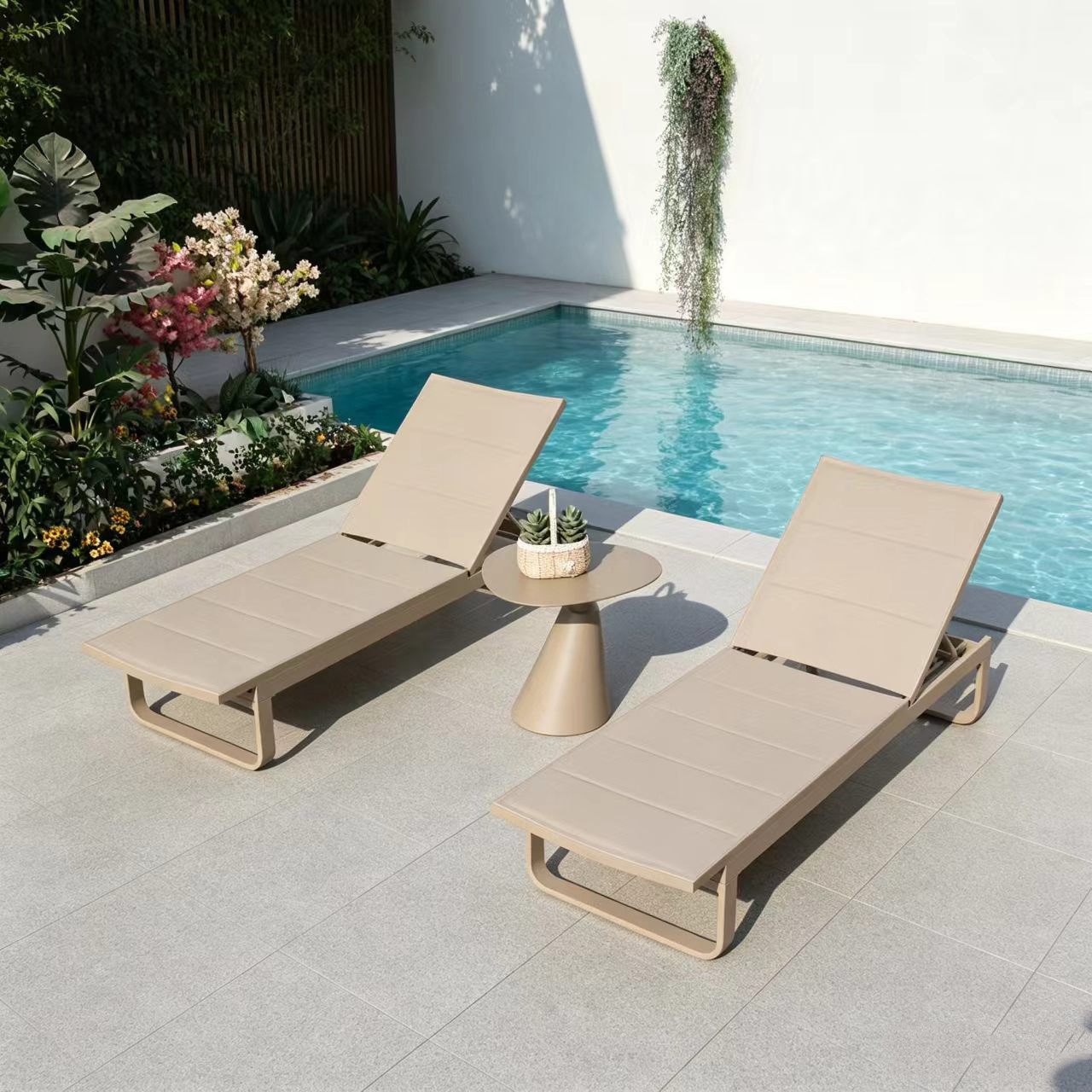 Silla de piscina, silla de playa anticorrosión de aleación de aluminio, tumbona de piscina de alta gama para hoteles y B&B, tumbona portátil image 15