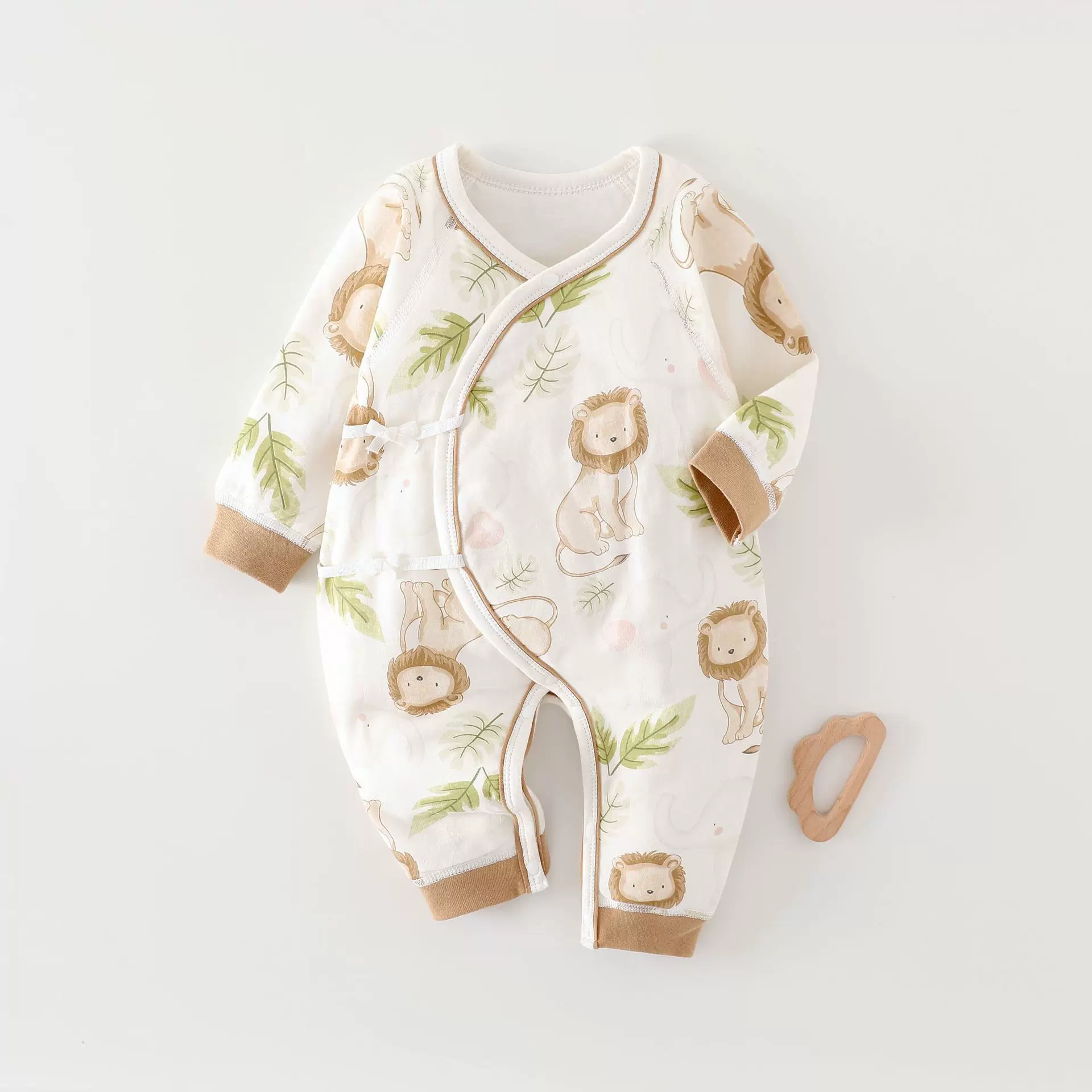 婴儿连体衣40克薄棉衣服秋冬装夹棉哈衣爬服宝宝连体衣纯棉和尚服