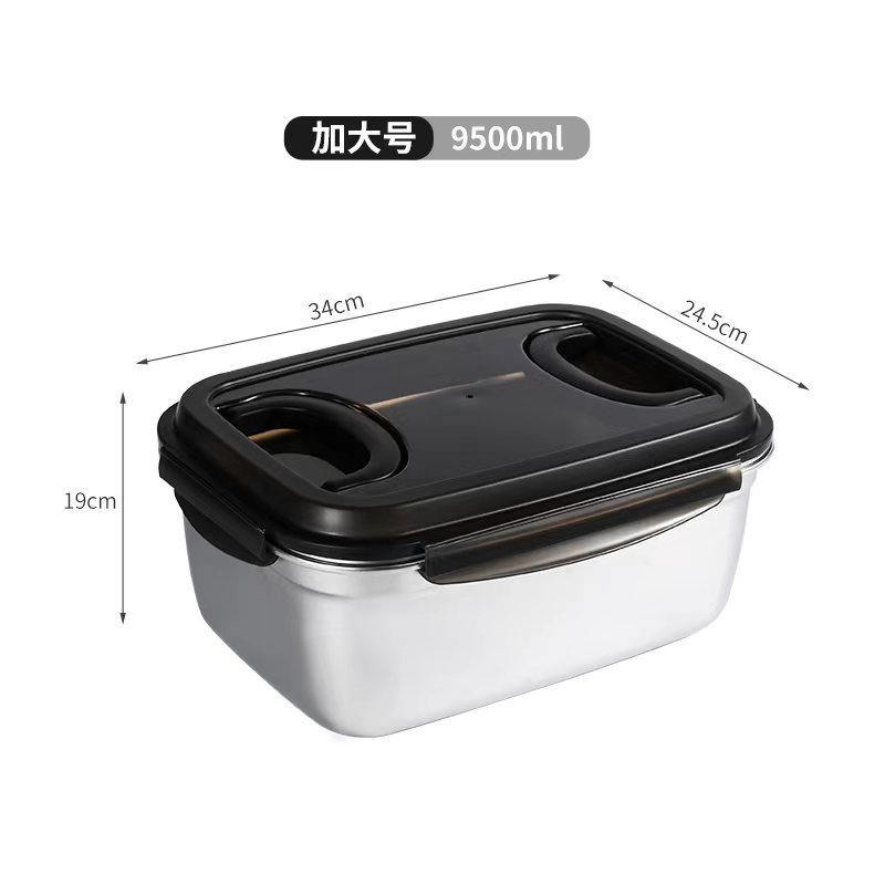 Caja de acero inoxidable 304 caja de almacenamiento de gran capacidad caja de bento caja de frutas refrigerador casero caja de almacenamiento de alimentos