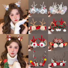 新款圣诞发夹少女森系小发夹圣诞可爱圣诞鹿角发卡耳朵对夹发饰