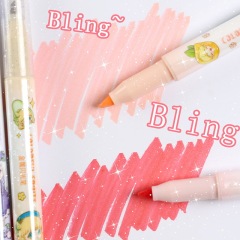 跨境新款閃光彩繪畫筆 手賬熒光筆12色珠光閃粉DIY美術繪畫筆