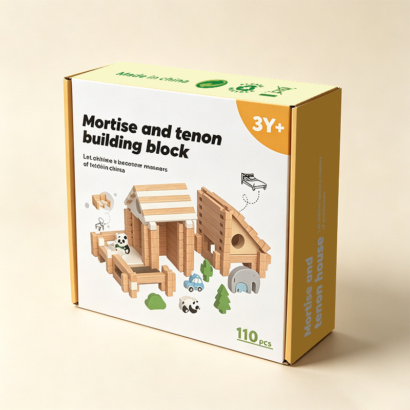 Bloques de construcción de madera con sistema de mortaja y tenón para niños, juguetes educativos DIY Luban para educación temprana, ensamblaje de madera, pequeños regalos para guardería, venta al por mayor transfronteriza image 9