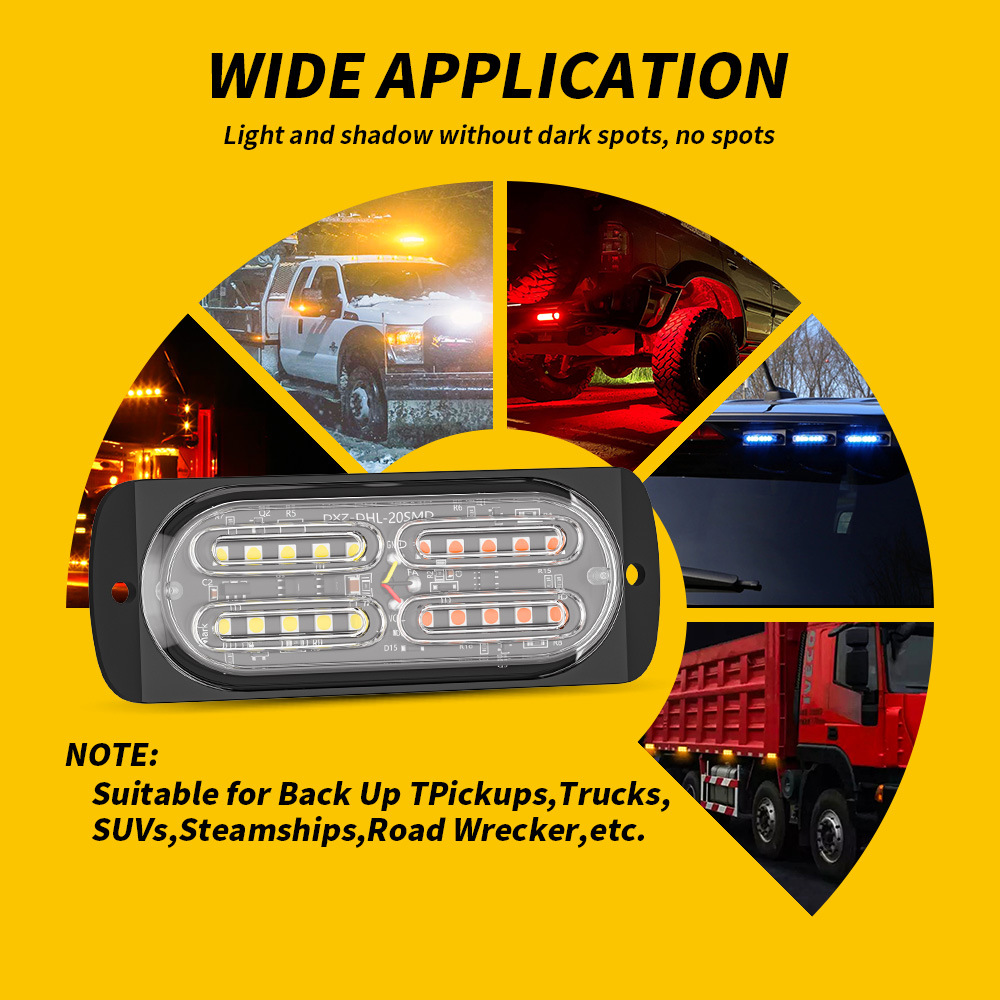 Night Flame Ultra thin Explosion Flash Light 20LED 12-24V Truck Edge Light Warning Light Signal Light Car Truck
