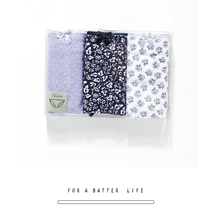 Spanish underwear women's fresh leaf pattern literary style three boxed underwear