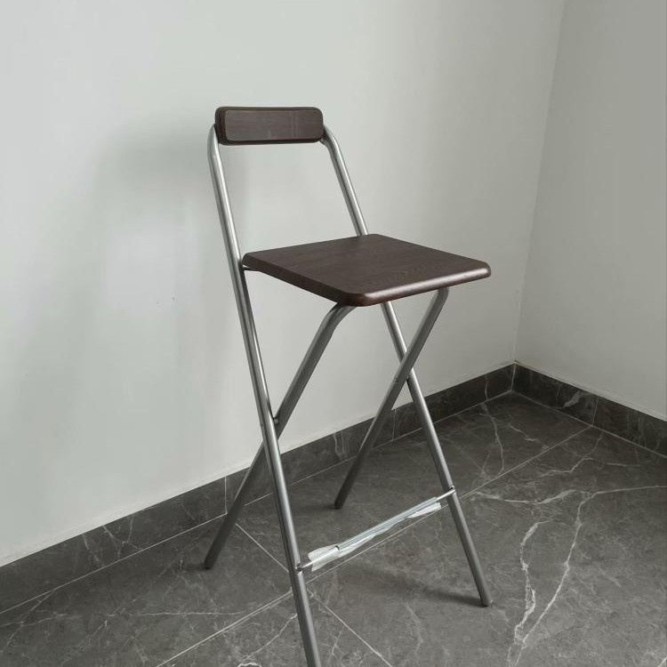 75cm High Folding Backrest Chair Bar Stool Balcony Outdoor Leisure Chair Convenient High Bar Chair Stool