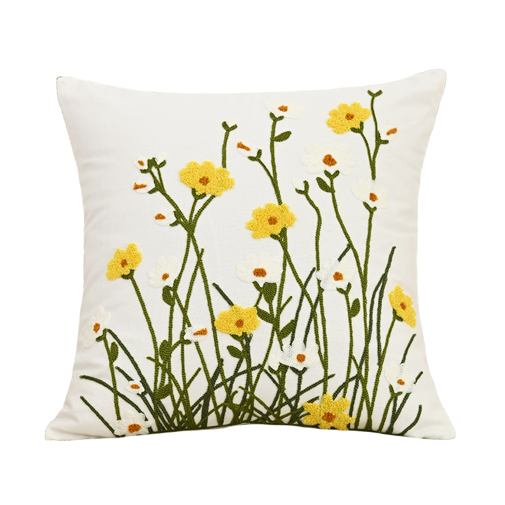 Nordic ins sala de estar toalla bordada sofá almohada cojín pequeño modelo fresco habitación almohada de respaldo de cabecera funda de almohada