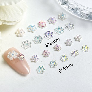 Winter resin magic snowflake big small size mixed nail jewelry resin Christmas flat nail drill wholesale