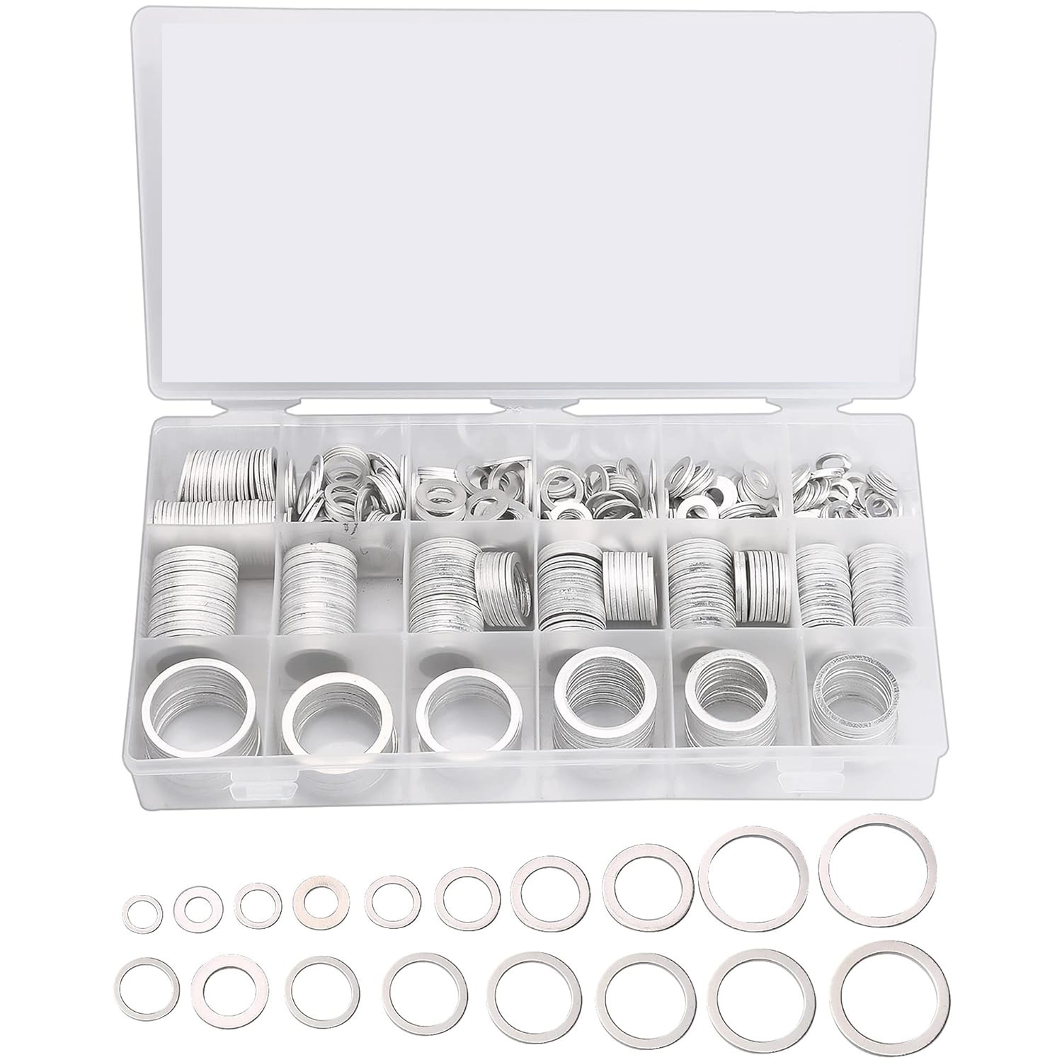 跨境批发508PCS盒装 铝垫圈铝垫片铝密封圈/平垫圈排水塞平垫油塞