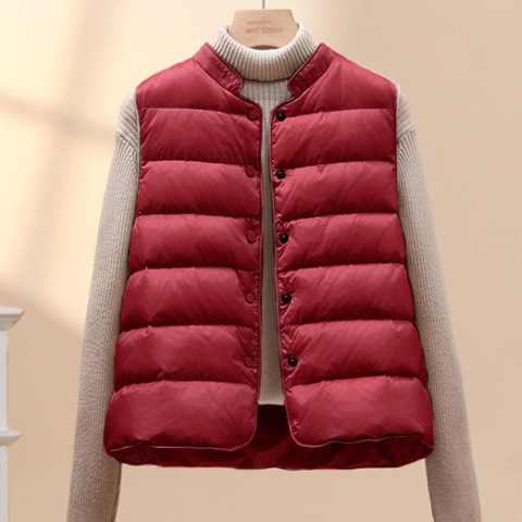 Lightweight down Vest for Women, 2025 Autumn and Winter New Style, Stand Collar, Sleeveless, Fashionable and Warm, 90% White Duck down Vest