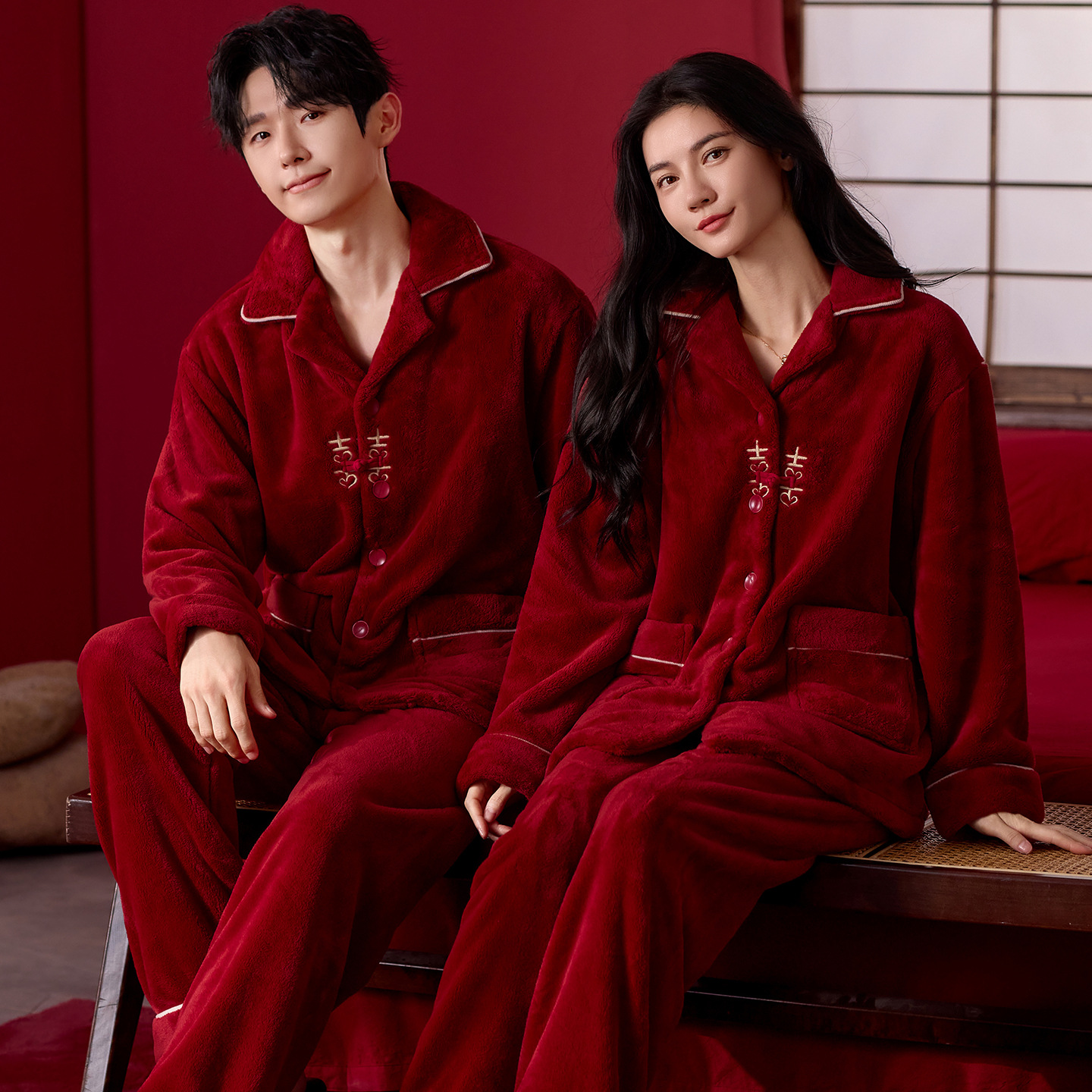 Coral vello pareja pijama de invierno para mujeres 2025 nuevo vello con cremallera gruesa se puede usar ropa de franela masculina