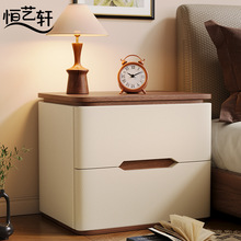 实木床头柜新小型简约家用卧室免安装储物柜抽屉中古奶油风收纳柜