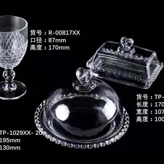 Plato de cristal para frutas con diseño de corazón de melocotón y base alta, 32 cm, cubierta de cristal antipolvo, cuenco de cristal con lunares, plato ovalado de cristal para frutas