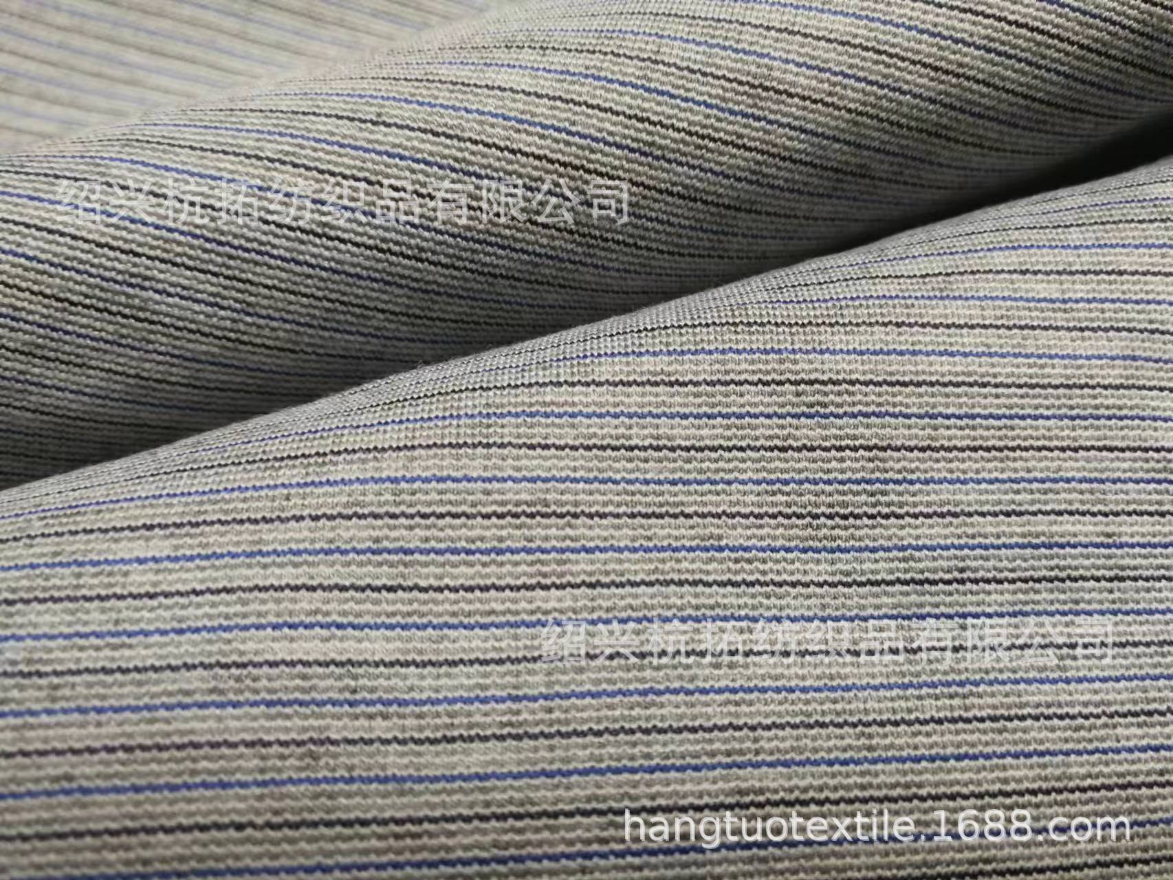 针织260g全涤色织细条纹彩条无弹罗马布