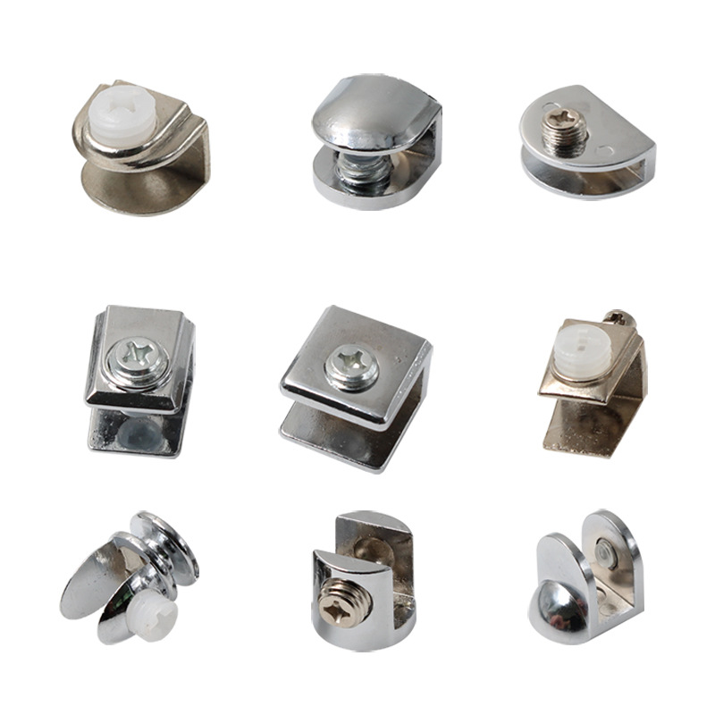 玻璃夹展柜酒柜半圆夹隔板托架固定夹浴室木板层板夹锌合金材质