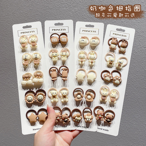 Cartoon children's rubber band baby does not hurt the hair thumb hair tie headband female baby hair tie small hair rope hair accessories