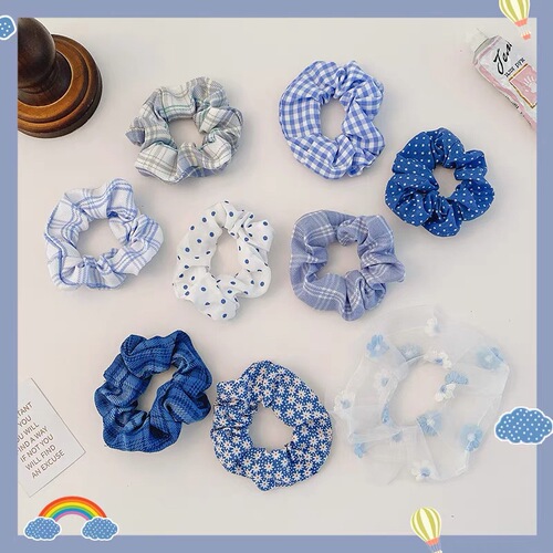 Korean style large intestine hair ring ins organza mermaid hair decoration fairy JK plaid head flower fabric bow headband