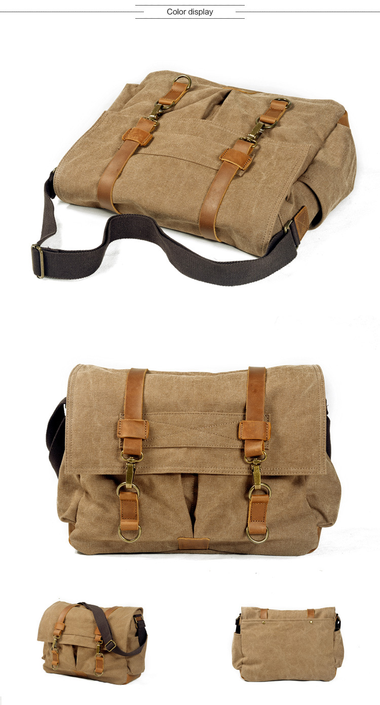 Męska codzienna płócienna torba artystyczna retro na jedno ramię skórzana torba typu crossbody damska prosta torba listonoszka torba na komputer_voghion.com