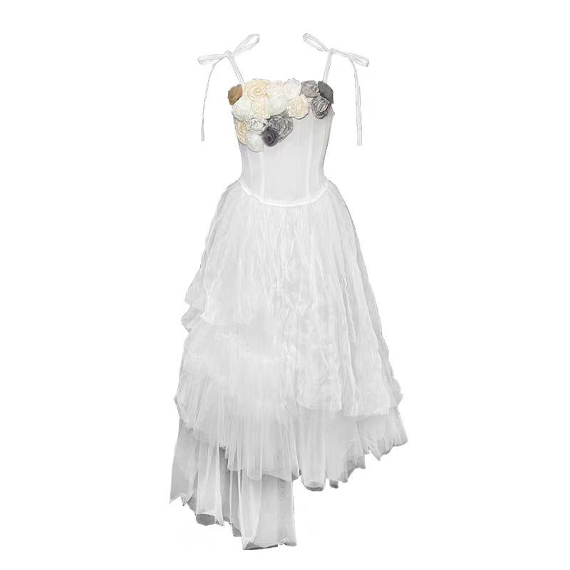 Francés pesado negro gradiente mallas vestidos de acero mujeres vacaciones de verano irregulares harness vestido de noche de cumpleaños image 6