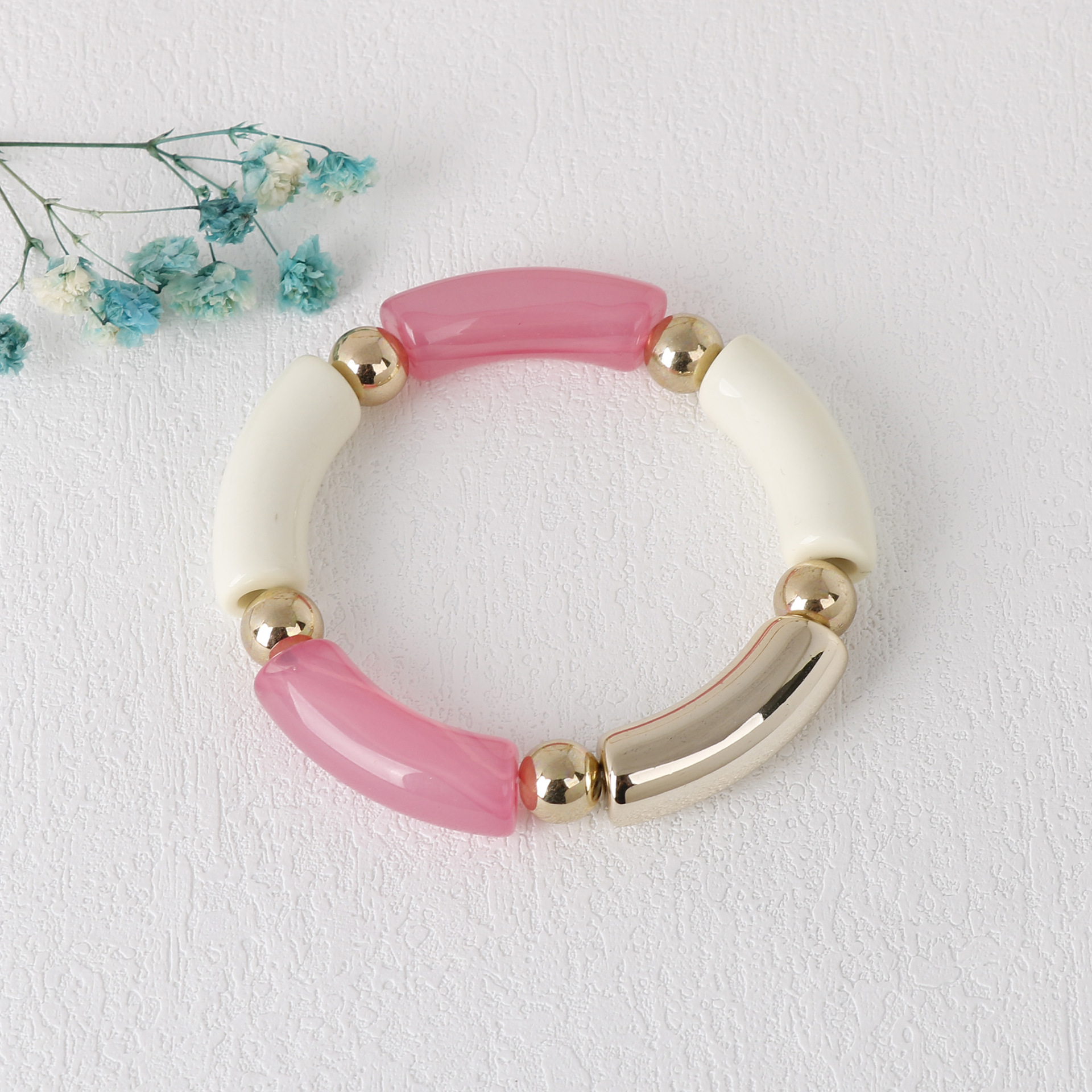 Simple Style Round Arylic Beaded Unisex Bangle 1 Piece