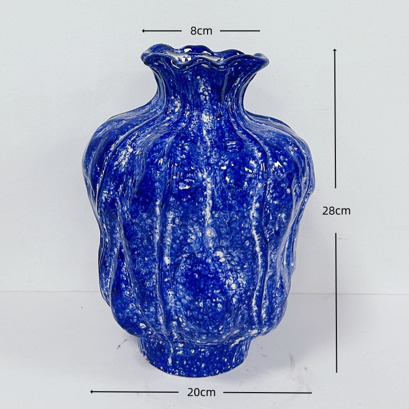 高級感のある新中式レトロな青花磁器の花瓶、フラワーアレンジメント、水栽培の花、リビングルームや玄関の装飾品