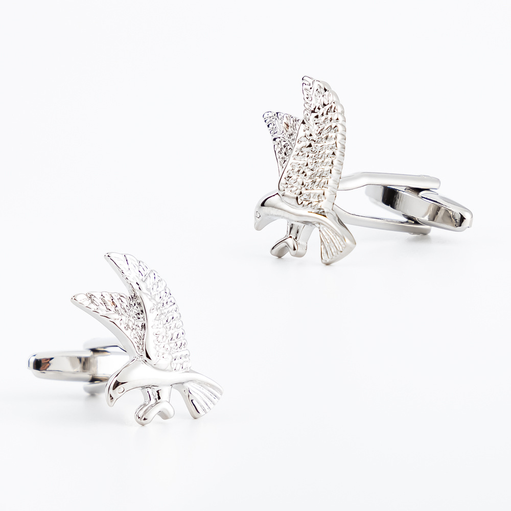 New style exquisite silver-plated copper eagle-shaped metal cufflinks, wholesale French-style shirt cufflinks