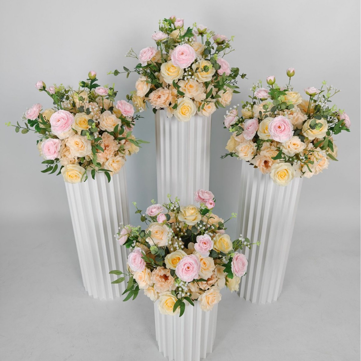 交车仪式橱窗婚礼布置花柱仿真花摆件假花4s店迎宾PVC牌纸柱装饰